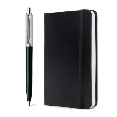 Glossy Black Ballpoint Pen and A5 Notebook