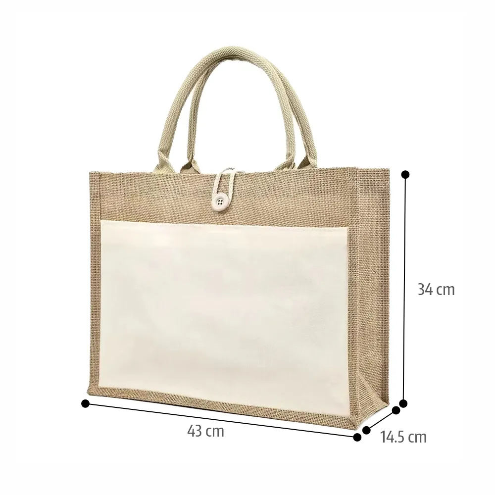 Jute Bag with Canvas Pocket